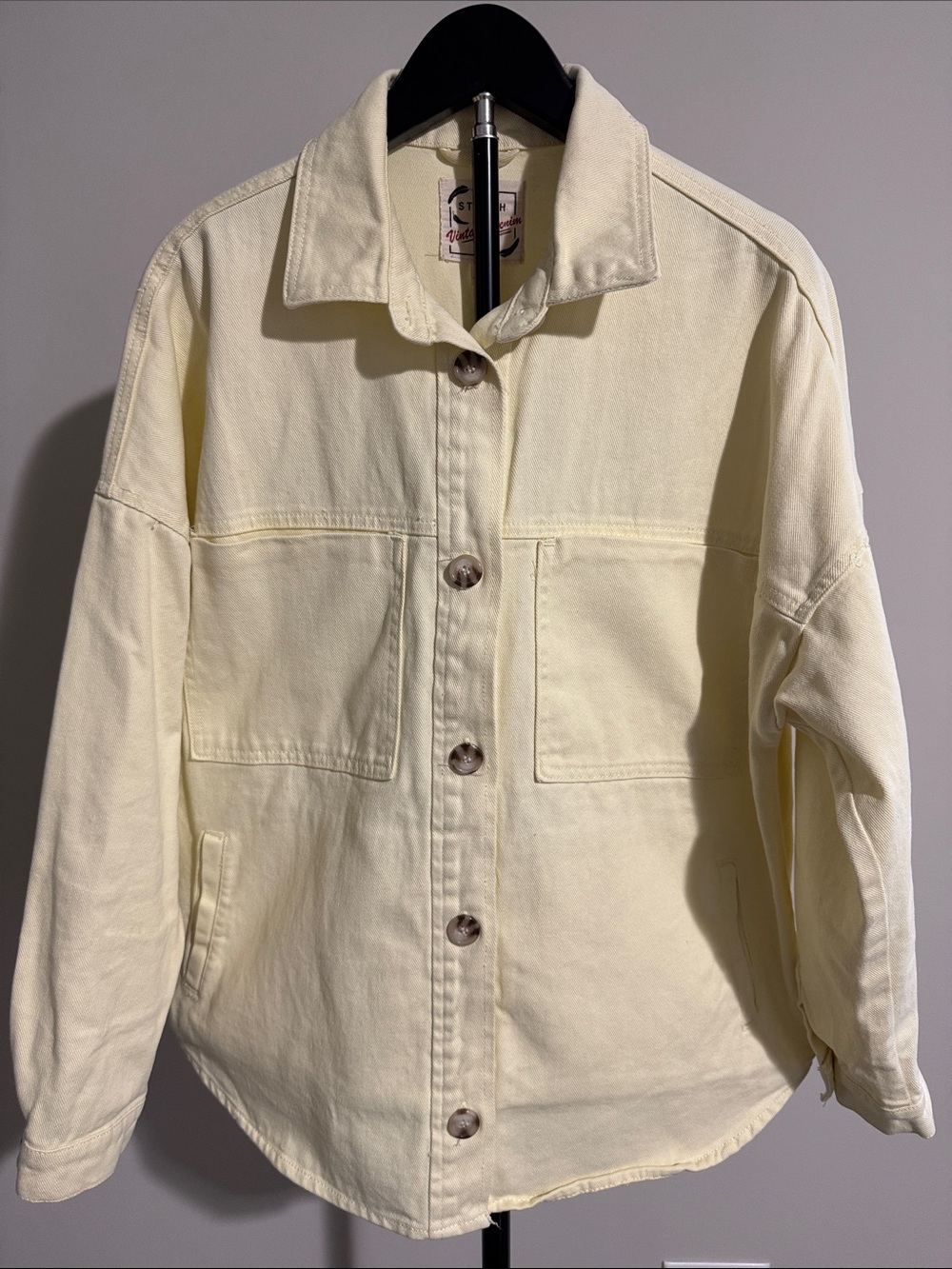 Women's Light Yellow Oversized Button-Up Jacket